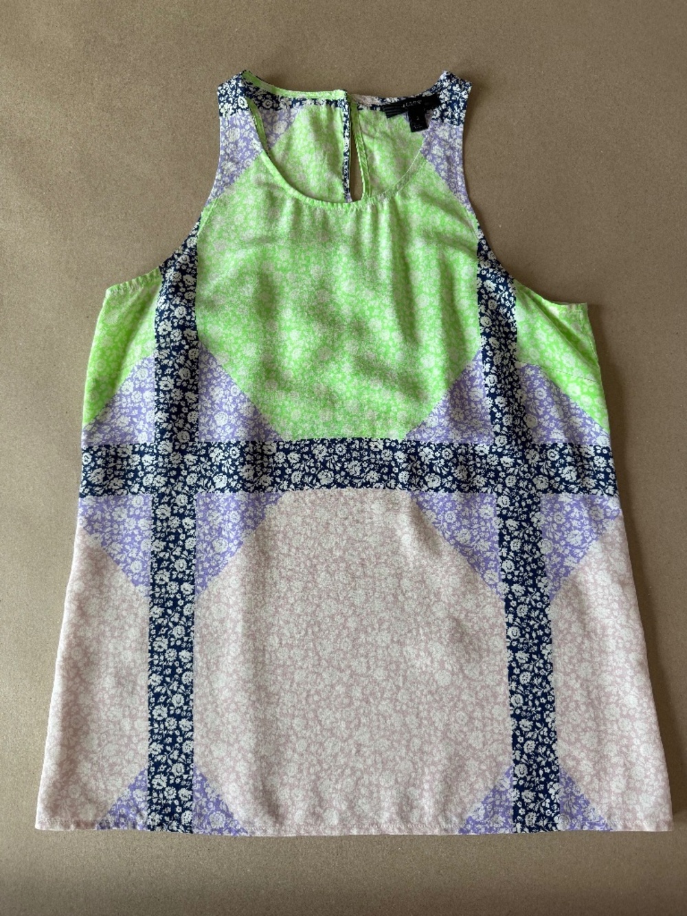 J. Crew 100% Silk Ditsy Floral Print Tank Size 2